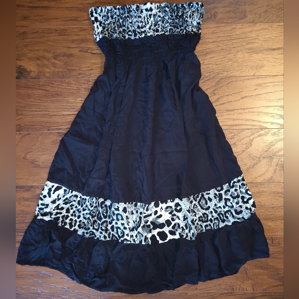 Y2k Strapless Leopard Print Dress